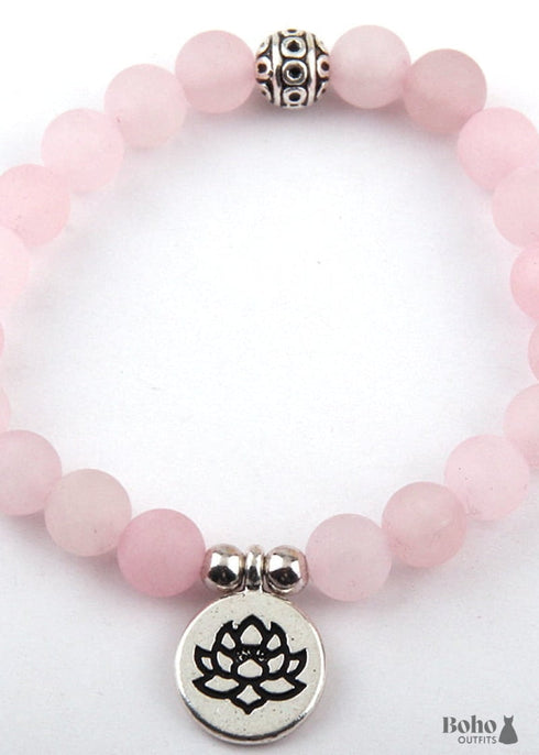 Boho Bracelet, RH Yoga Bracelet, Natural Stone Mala Lotus